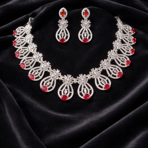 Nexli Scarlet Grace American Diamond Necklace Set